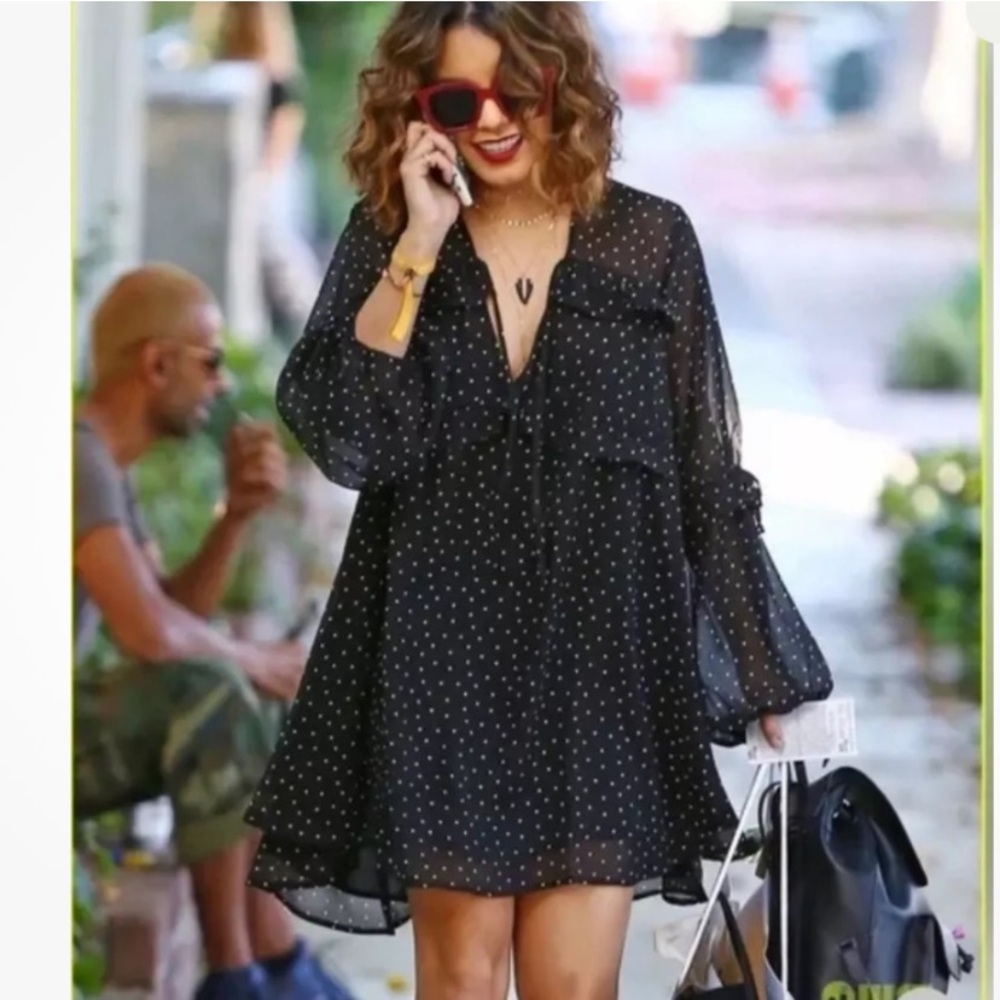 For Love And Lemons Black Polka Dot Mini Dress
